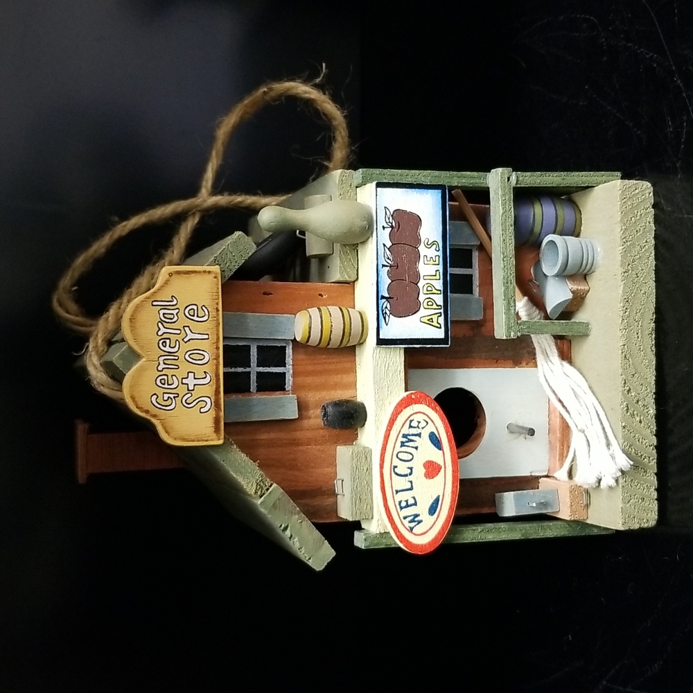 General Store Country Style Wooden Hanging Faux Bird House Farmhouse Decor